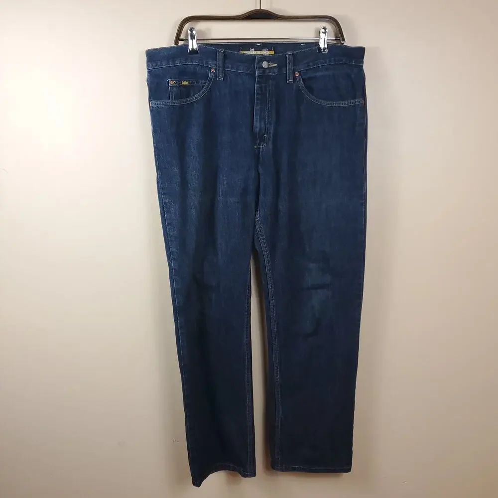 LEE Dark Wash Regular Fit Straight Leg Jeans Size 36x30